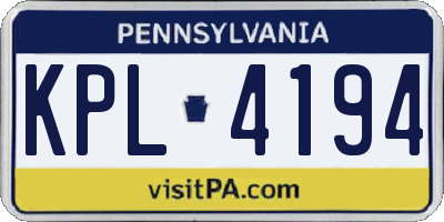 PA license plate KPL4194