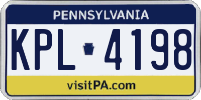 PA license plate KPL4198