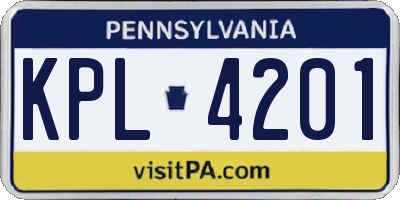 PA license plate KPL4201