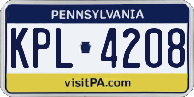 PA license plate KPL4208