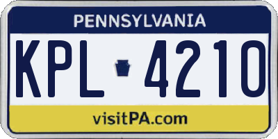 PA license plate KPL4210