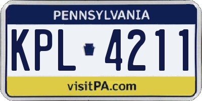 PA license plate KPL4211
