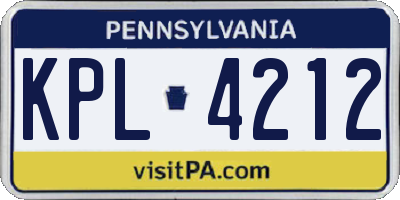 PA license plate KPL4212