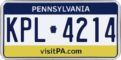 PA license plate KPL4214