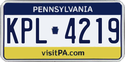 PA license plate KPL4219