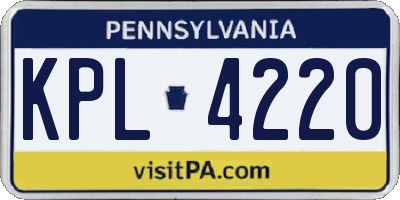 PA license plate KPL4220