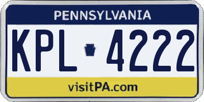 PA license plate KPL4222