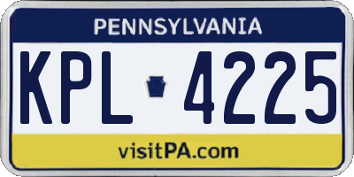 PA license plate KPL4225