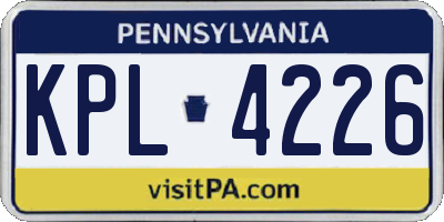 PA license plate KPL4226