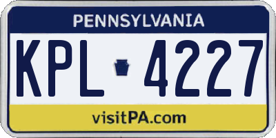 PA license plate KPL4227