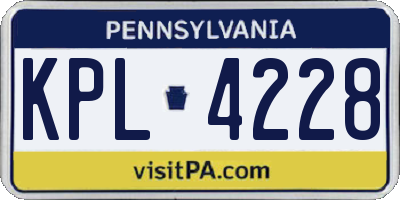 PA license plate KPL4228