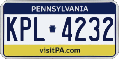PA license plate KPL4232