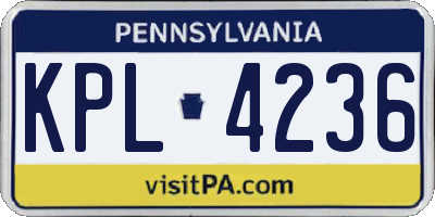 PA license plate KPL4236