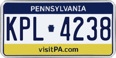 PA license plate KPL4238
