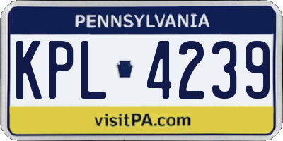 PA license plate KPL4239