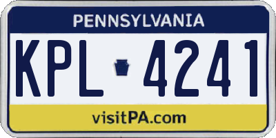 PA license plate KPL4241