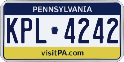 PA license plate KPL4242