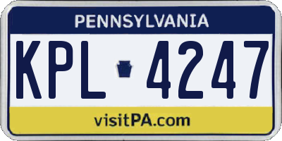 PA license plate KPL4247