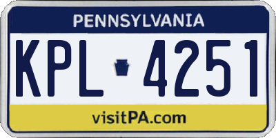 PA license plate KPL4251