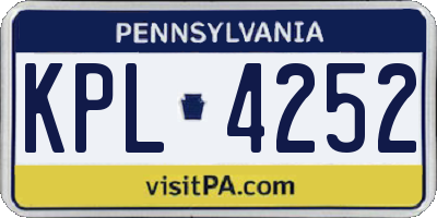 PA license plate KPL4252