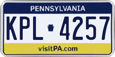 PA license plate KPL4257