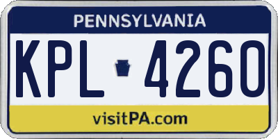 PA license plate KPL4260