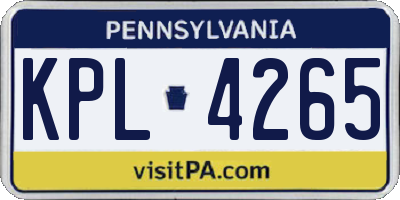 PA license plate KPL4265