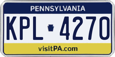 PA license plate KPL4270