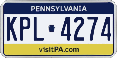 PA license plate KPL4274