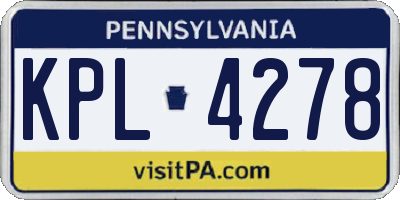 PA license plate KPL4278