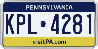 PA license plate KPL4281