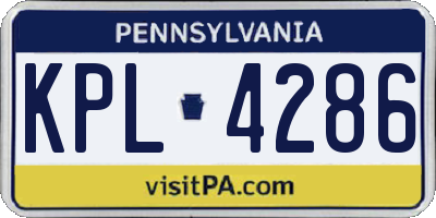PA license plate KPL4286