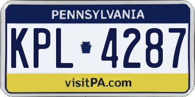 PA license plate KPL4287
