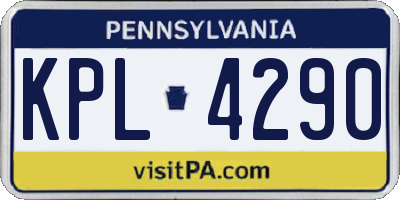 PA license plate KPL4290