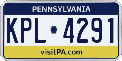 PA license plate KPL4291
