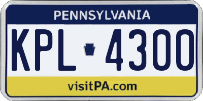 PA license plate KPL4300