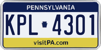 PA license plate KPL4301