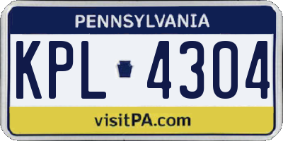 PA license plate KPL4304