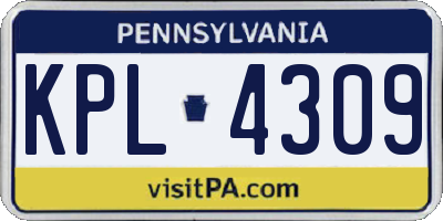 PA license plate KPL4309