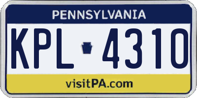 PA license plate KPL4310