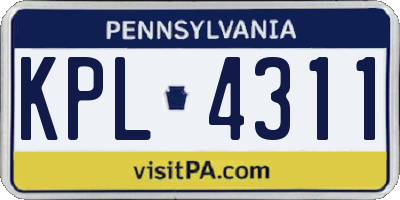 PA license plate KPL4311