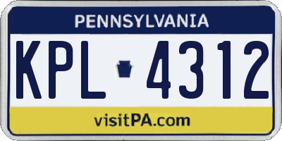PA license plate KPL4312
