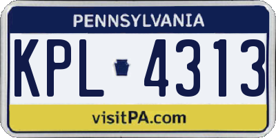 PA license plate KPL4313