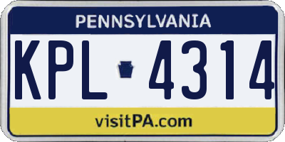 PA license plate KPL4314