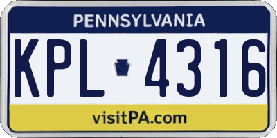 PA license plate KPL4316