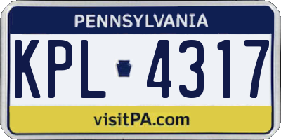PA license plate KPL4317