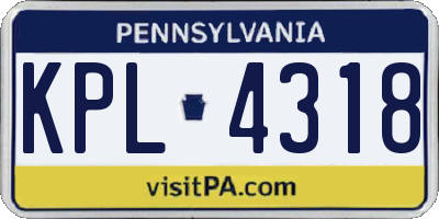 PA license plate KPL4318