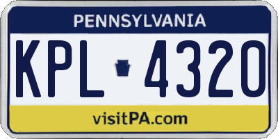 PA license plate KPL4320