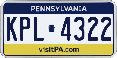 PA license plate KPL4322