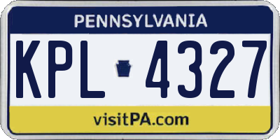 PA license plate KPL4327